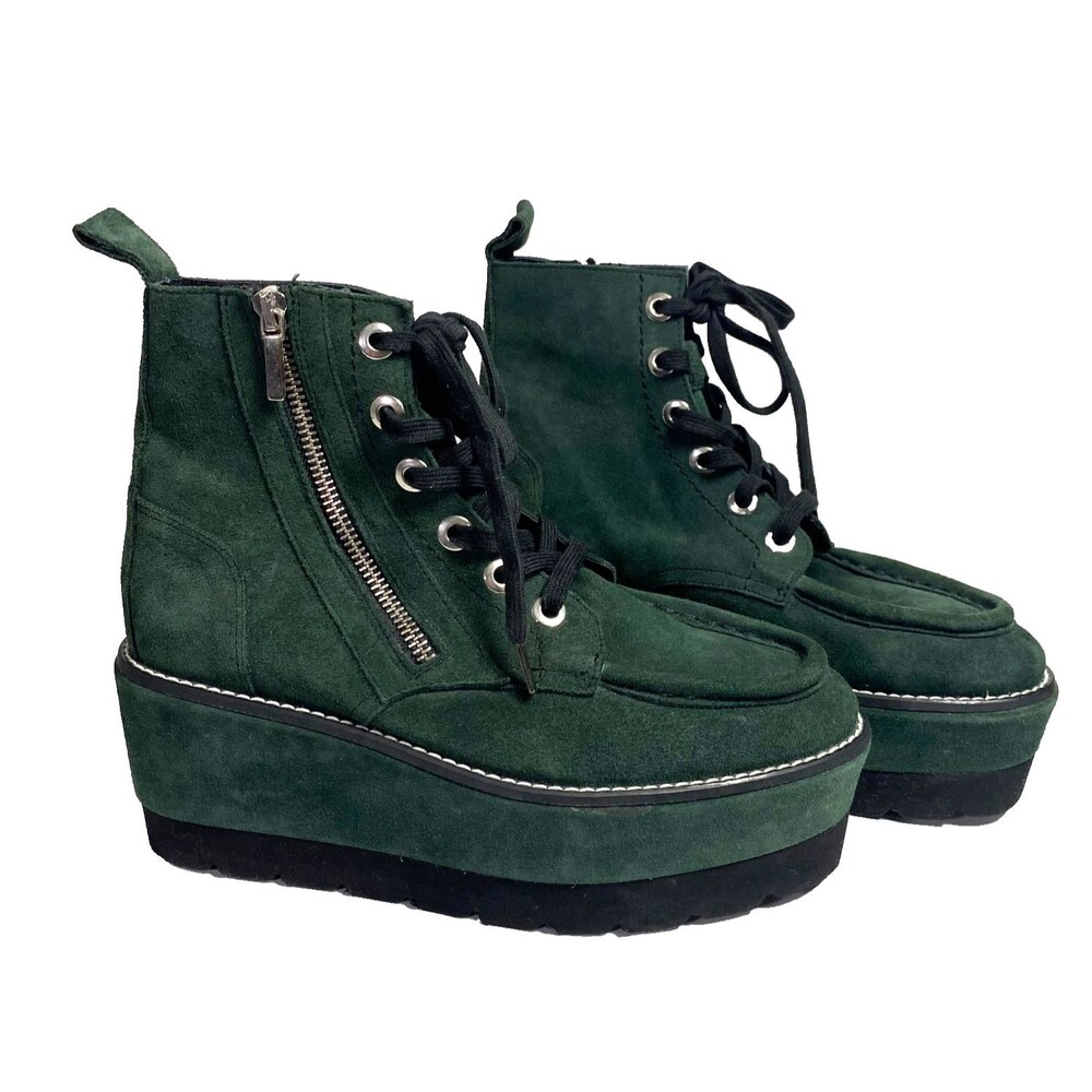 Free People Maverick Wedge Platform Boots EU 37 Runs Small Forest Green Read